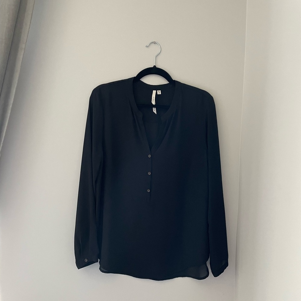 Black Long Sleeve Blouse with Buttons